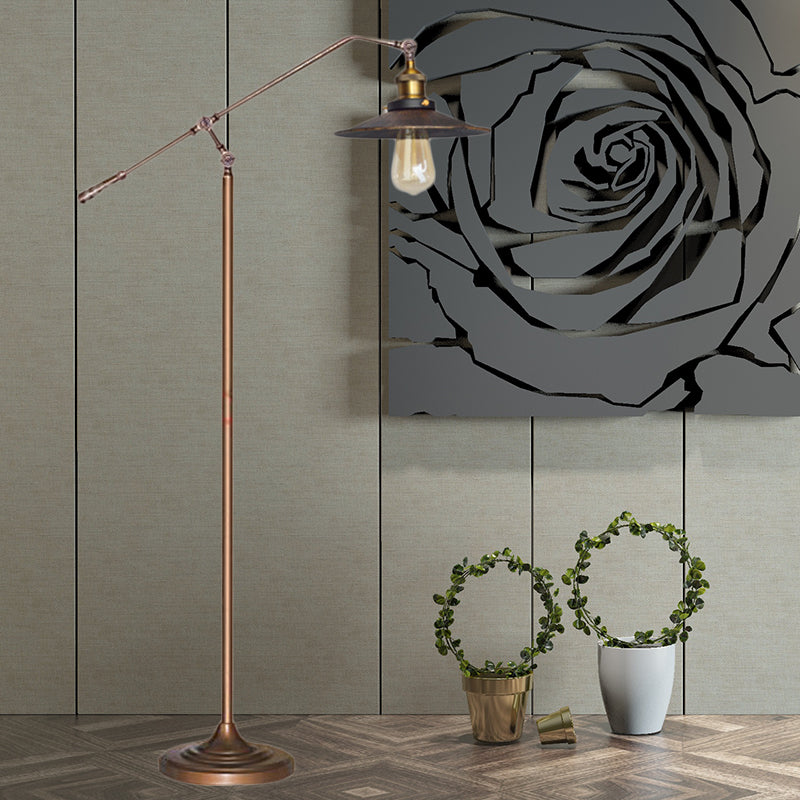 Industrial Style Floor Standing Lamp In Black/Bronze With Flared Metal Shade 10/12 Wide Bronze / 10