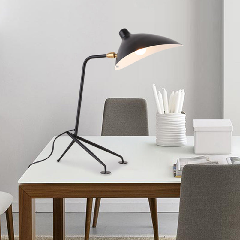 Nordic Style Metal Duckbill Shade Standing Lamp - Rotatable Study Room Table 1 Head Black/White
