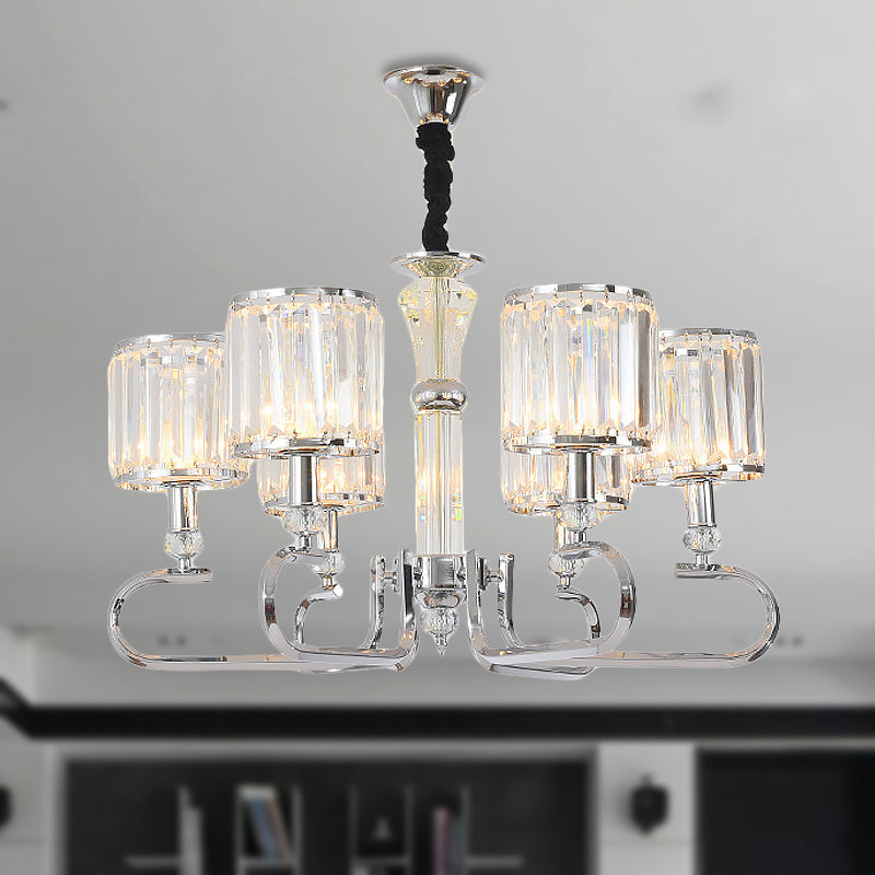 Contemporary Crystal Hanging Ceiling Light: 3/6 Lights Chrome Chandelier Design 6 /