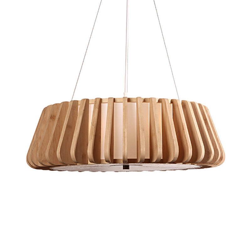 Tapered Suspension Lighting Traditional Wood & Nickel Ceiling Light - 19.5/23.5 Wide 1 Bulb
