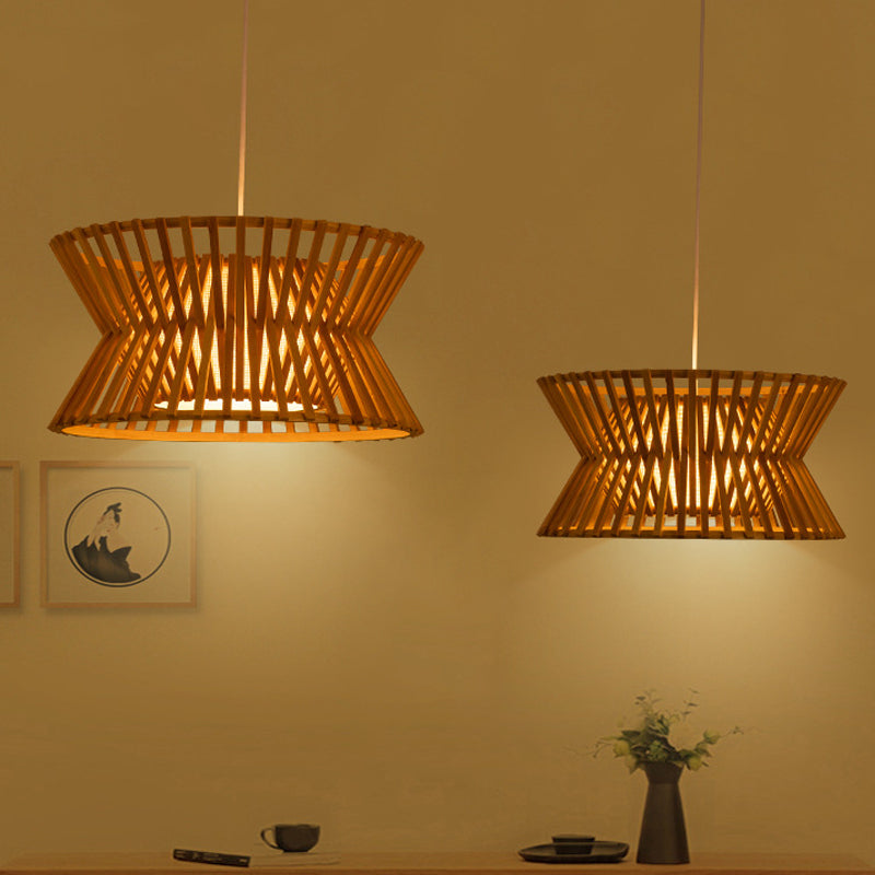 Traditional Wood Pendant Lighting: Laser Cut Bamboo Ceiling Light With 1 Bulb
