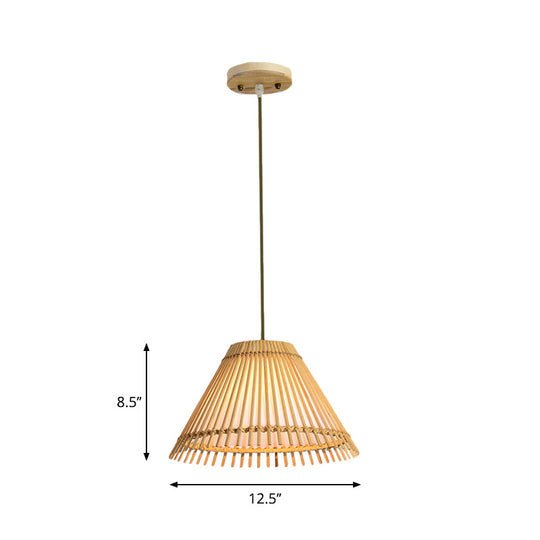 Bamboo Cone Ceiling Lamp: Modern Wood Pendant Light - Ideal For Living Room