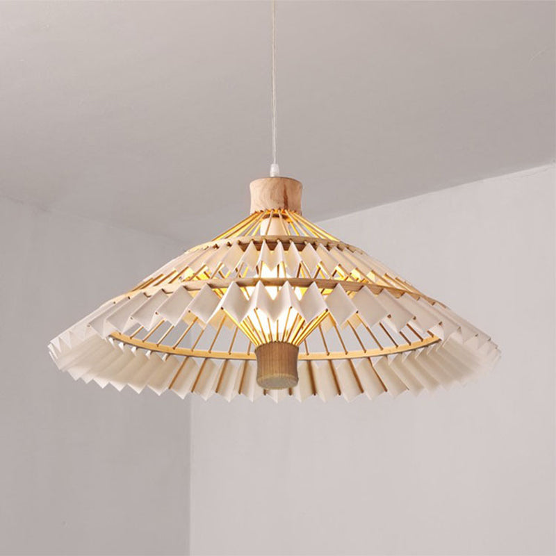 Tapered Bamboo Pendant Light - 1 Bulb 19.5/23.5 Wide Beige Hanging Lamp Kit