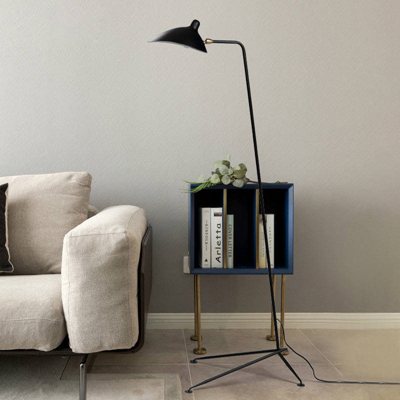 Modern Style 1/3-Light Floor Lamp With Sleek Duckbill Metal Shade - Black Finish Perfect For Living