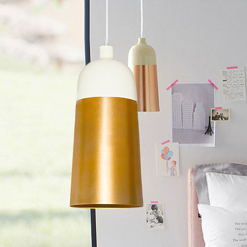Gold Dome Shade Pendant Light, Modern Metal Ceiling Lamp for Bedroom
