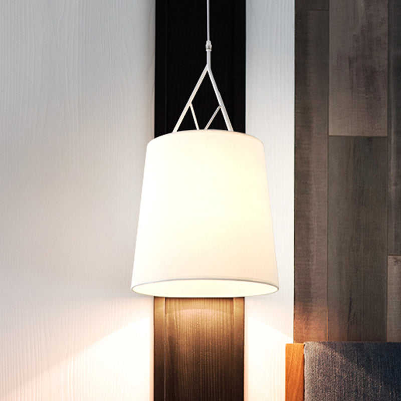 Modern Tapered Fabric Led Pendant Lamp For Living Room - Black/White White