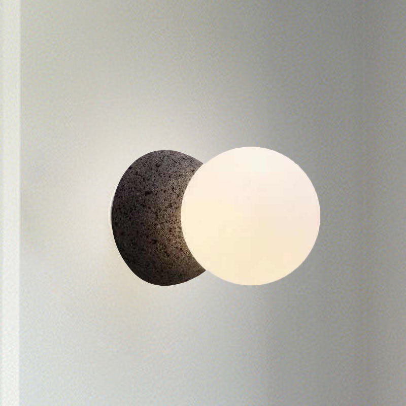 Modern Matte White Glass Mini Globe Sconce Lamp With 1 Bulb Wall Mount For Living Room In Black