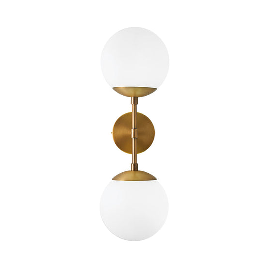 Minimalist Milky Glass 2-Light Wall Sconce - Brass Finish