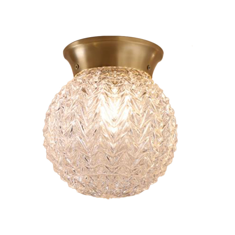 Brass Colonial Water Glass Ceiling Light Fixture - Bedroom Flush Mount