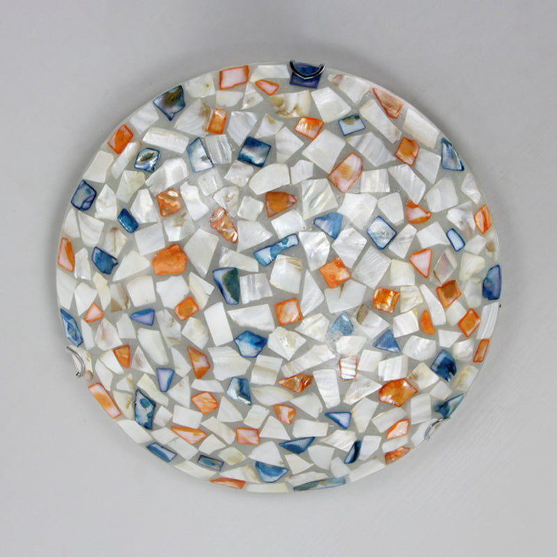 Vintage Mosaic Glass Ceiling Light - Colorful 12/16 Bowl 1-Bulb Flush Mount In White