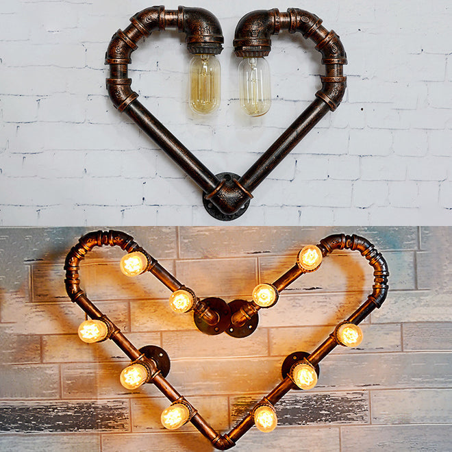 Loving Heart Metal Wall Lamp - Industrial Restaurant Sconce Lighting Fixture Bronze Finish 2/10