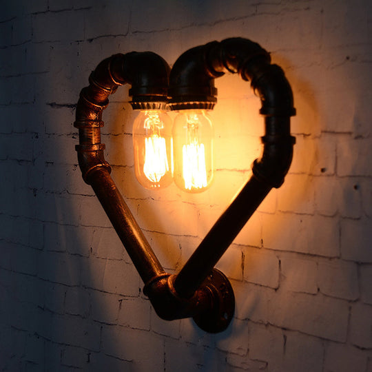 Loving Heart Metal Wall Lamp - Industrial Restaurant Sconce Lighting Fixture Bronze Finish 2/10