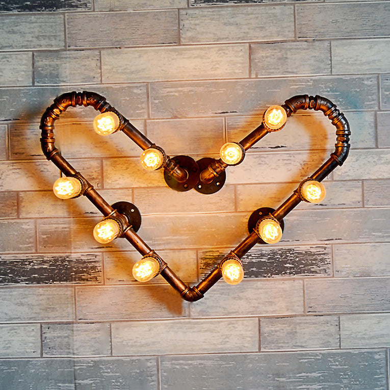 Loving Heart Metal Wall Lamp - Industrial Restaurant Sconce Lighting Fixture Bronze Finish 2/10