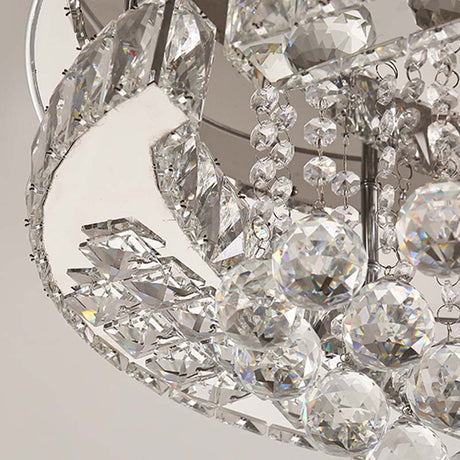 Minimalist Led Chrome Crystal Ball Flush Mount Light Fixture