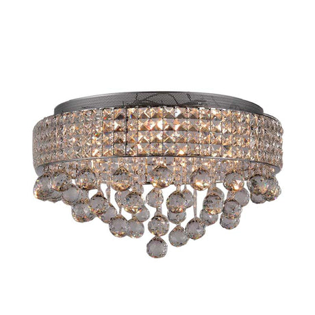 Cascading Crystal Ball Ceiling Light Fixture With 9 Lights In Modern Nickel Finish