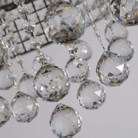Cascading Crystal Ball Ceiling Light Fixture With 9 Lights In Modern Nickel Finish
