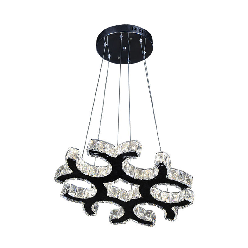 Contemporary Black Crystal LED C-Shaped Ceiling Chandelier - Perfect for Living Room