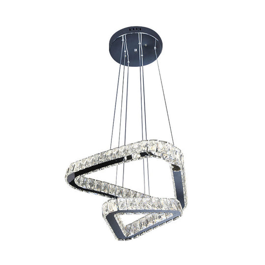 Minimalist Crystal Triangle Led Pendant Light In Nickel Finish