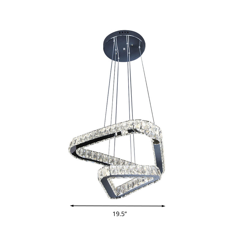 Minimalist Crystal Triangle Led Pendant Light In Nickel Finish