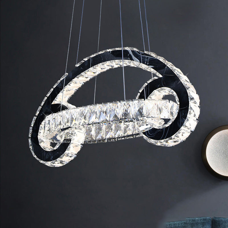 Contemporary Led Car-Shaped Chandelier: Crystal Pendant Lamp In Black