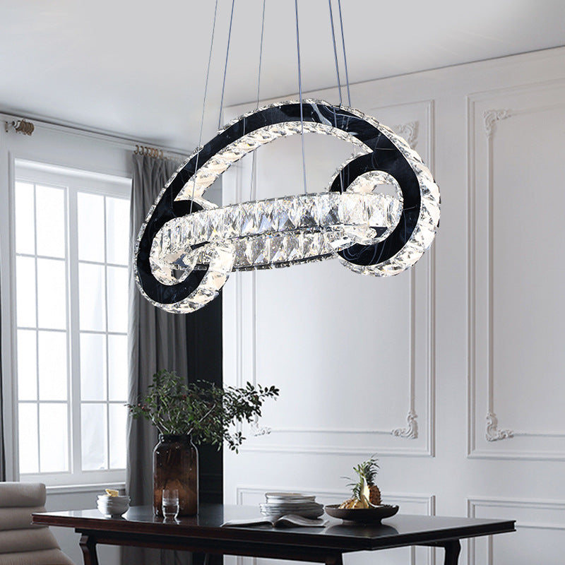 Contemporary Led Car-Shaped Chandelier: Crystal Pendant Lamp In Black