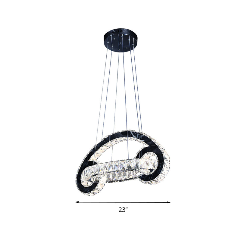Black LED Pendant Chandelier - Crystal Car Shaped Contemporary Light Fixture