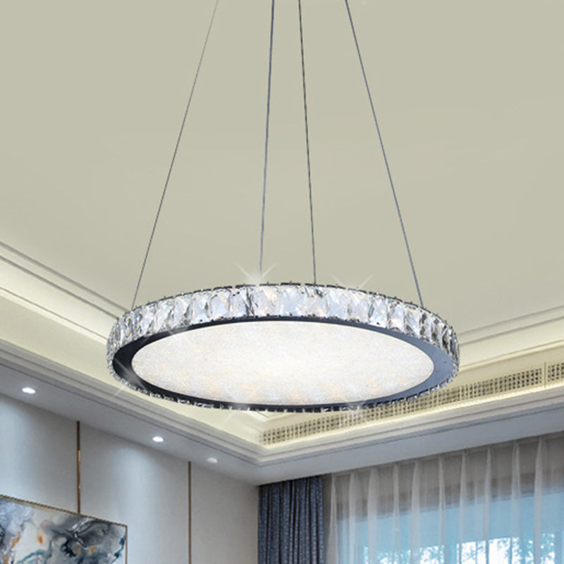 Contemporary LED Crystal Chandelier Pendant Light with Nickel Finish