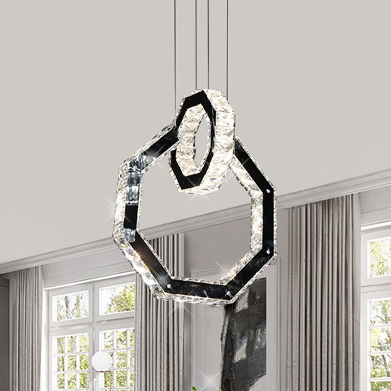 Minimalist LED Black Crystal Chandelier Pendant Light Fixture