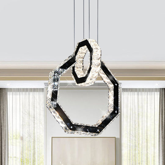 Minimalist LED Black Crystal Chandelier Pendant Light Fixture