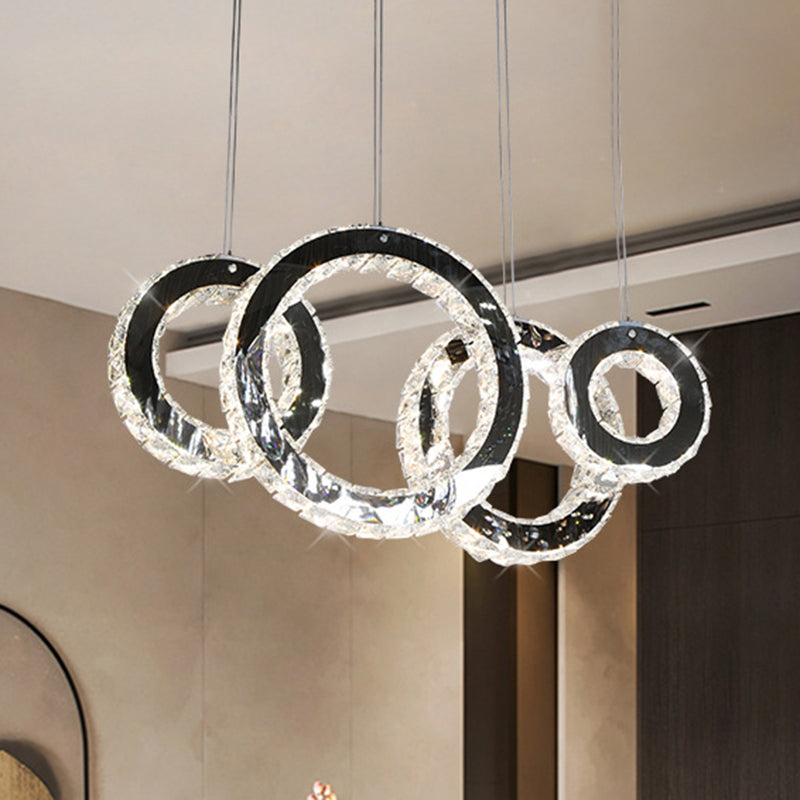Contemporary LED Crystal Pendant Light - Black Cluster Design for Living Room