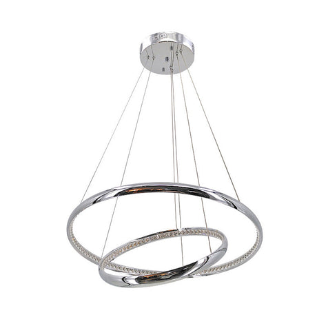 Modern Crystal Led Ring Chandelier In Chrome: Minimalist Pendant Lamp With Warm/White Light For