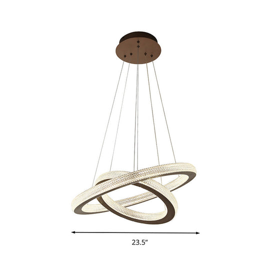 Minimalist LED Crystal Cross Chandelier - Warm/White Coffee Hanging Light Kit+