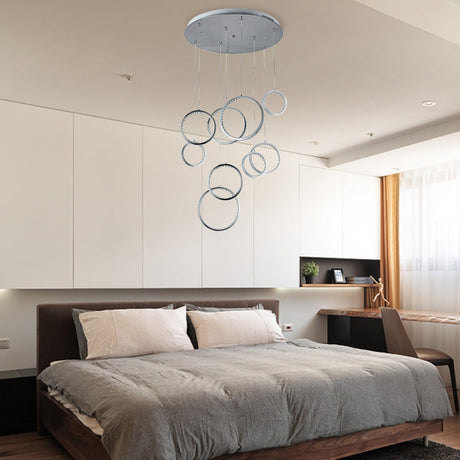 Minimalist Circle Crystal Pendant Light With 9 Warm Lights