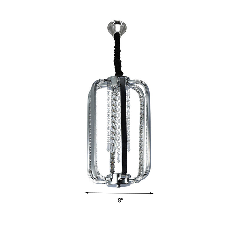 Silver Minimalist Cylinder Crystal Pendant Lamp - 8/16 Wide Led Ceiling Light For Bedroom
