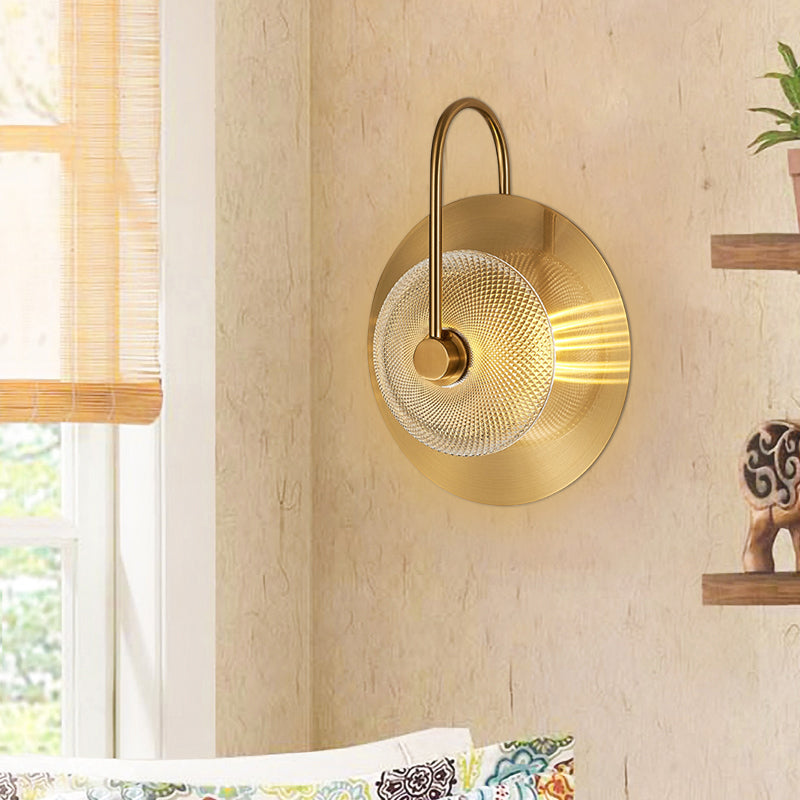 Prismatic Glass Wall Sconce: Bell Shape Post-Modern Brass Finish - Green/Clear Clear