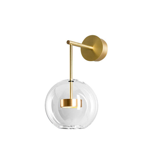 Nordic Gold Ball Wall Sconce With Clear Glass Shade - 1 Light