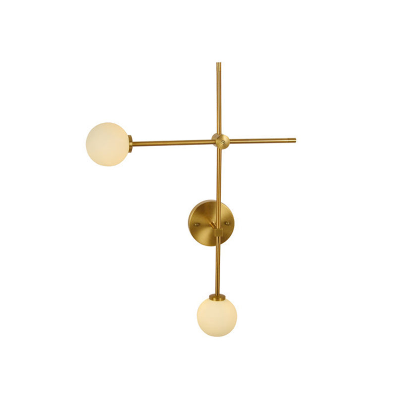 Modern Gold Wall Sconce With Closed Glass And 2 Lights