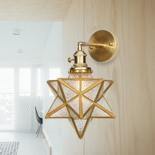 Contemporary Prismatic Glass Wall Sconce With Geometric Design - Brass Mount Light Fixture / D
