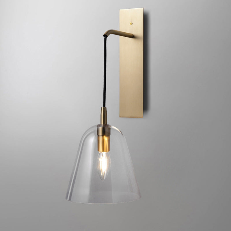 Retro Style Brass Wall Sconce With Clear Glass Shade
