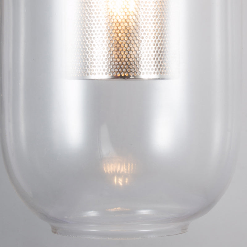 Modern Black Glass Wall Light Sconce - Single Pill Shape Design