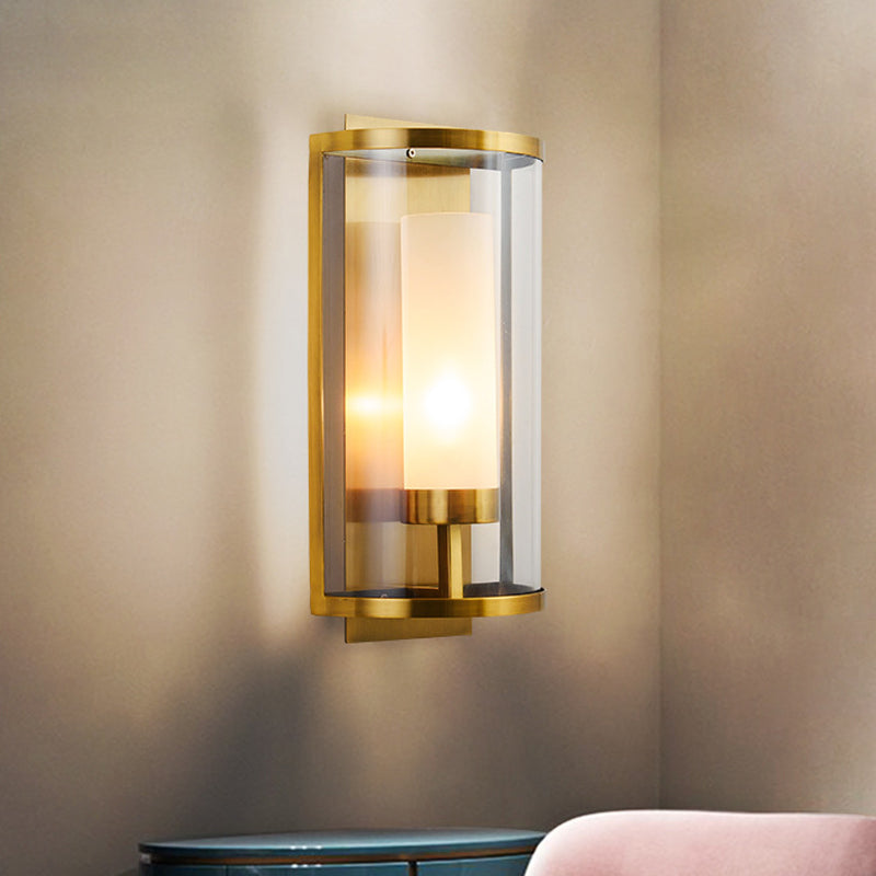 Contemporary Gold Wall Sconce With Clear Glass Shade
