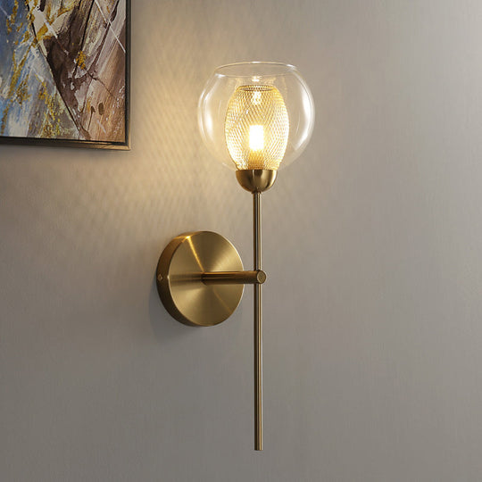 Modern Dual Cup Wall Sconce With Clear Glass And Metallic Finish In Black/Gold