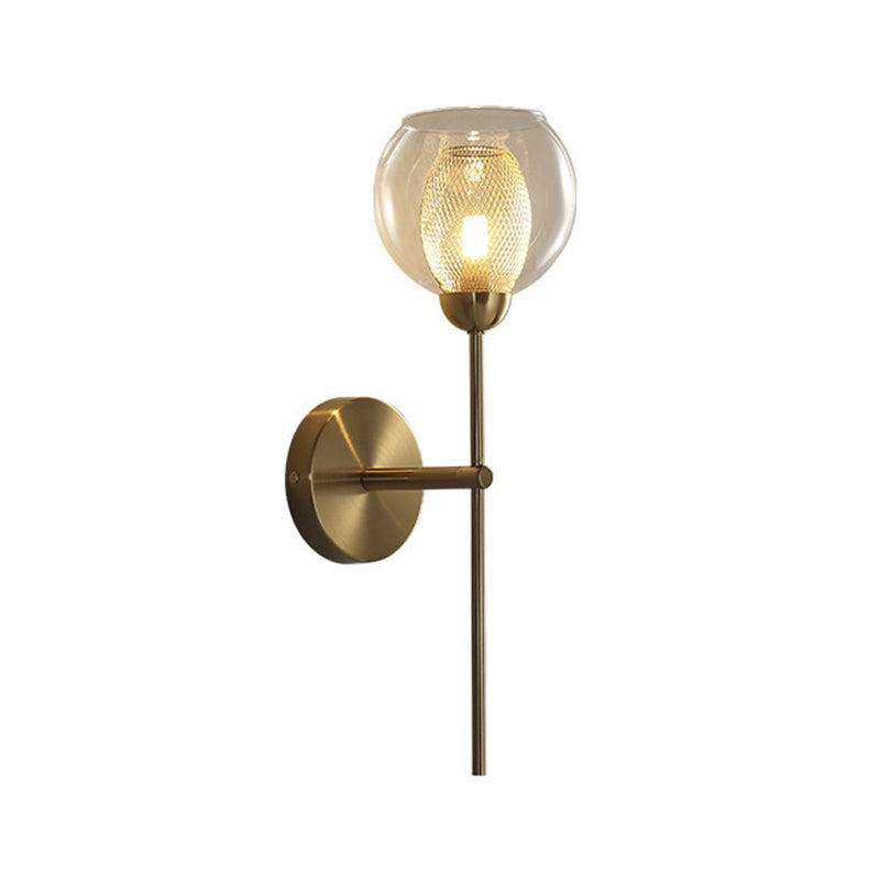Modern Dual Cup Wall Sconce With Clear Glass And Metallic Finish In Black/Gold