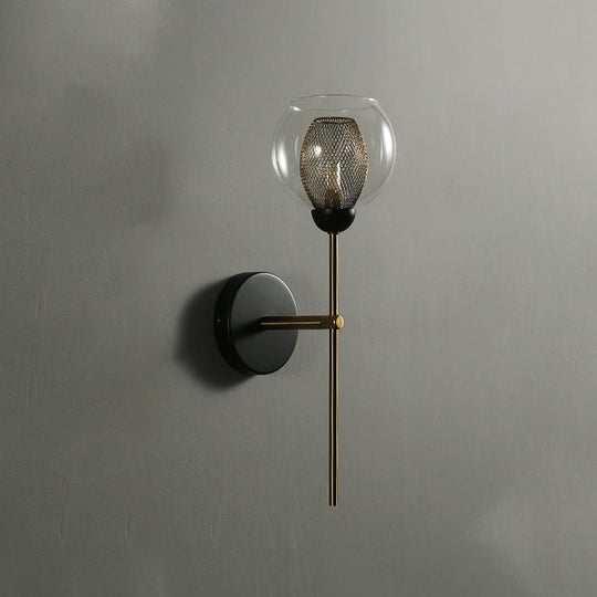 Modern Dual Cup Wall Sconce With Clear Glass And Metallic Finish In Black/Gold Black