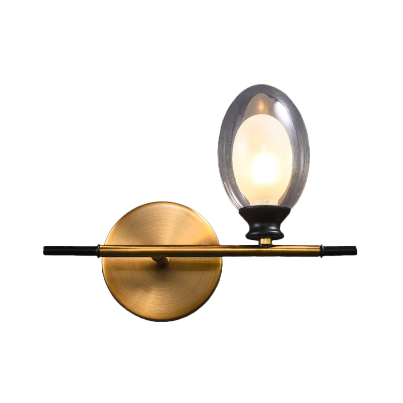 Elegant Clear/Amber Glass Egg Shape Wall Light - Minimalist 1 Brass Sconce