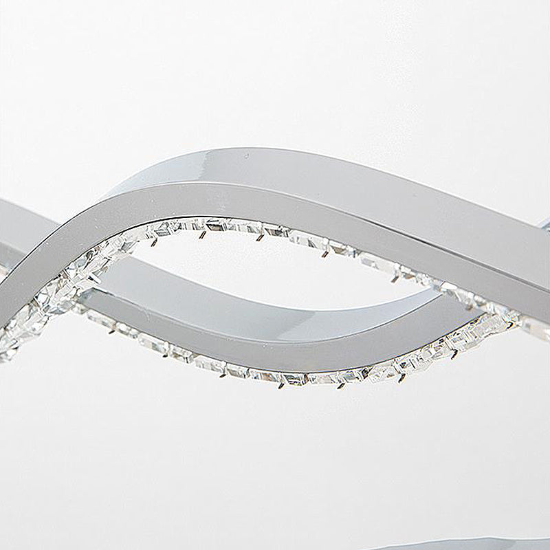 Modern LED Silver Crystal Twist Pendant Chandelier - Dining Room Lighting Fixture