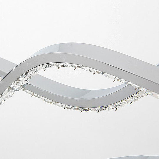 Modern Led Crystal Twist Pendant Chandelier - Silver Suspended Lighting Fixture For Dining Room