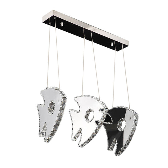 Modern Chrome Fish Pendant Light With Led Crystal And Warm/White Lighting