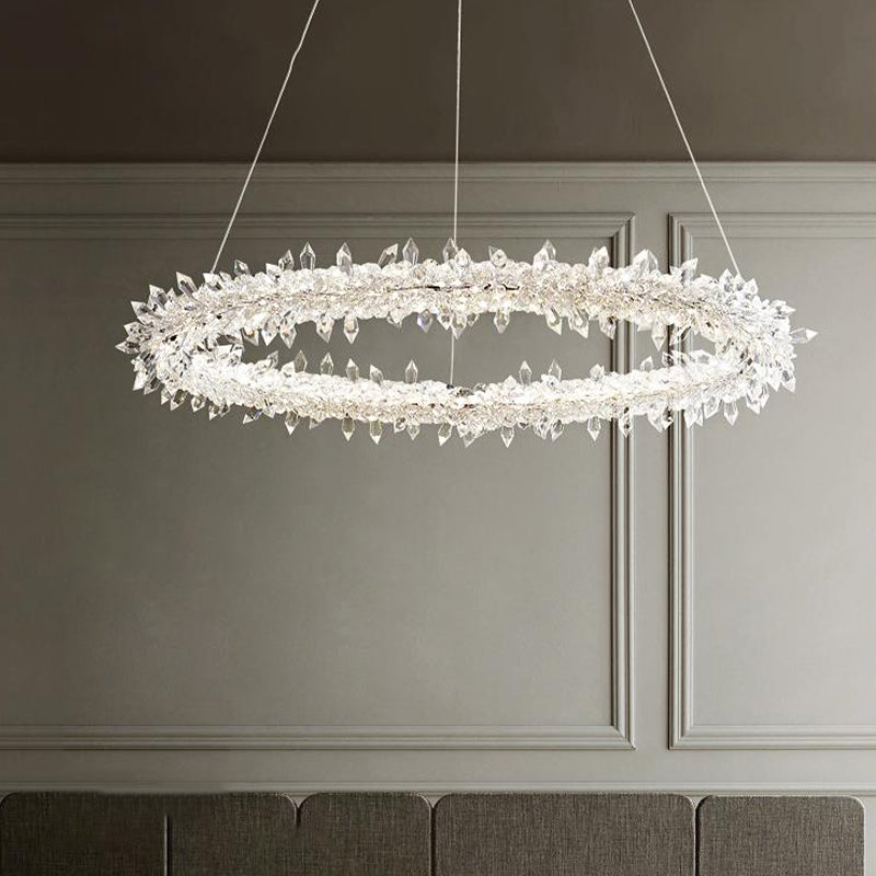 Modern Led Crystal Chandelier - Elegant Brass Ceiling Pendant Light For Living Room