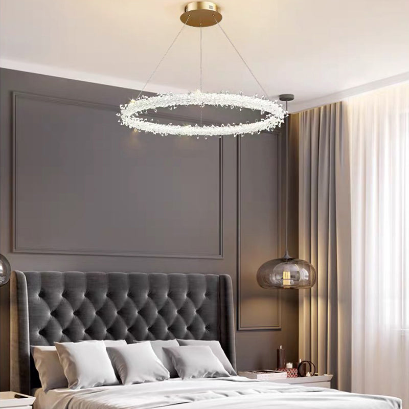 Modern Led Crystal Chandelier - Elegant Brass Ceiling Pendant Light For Living Room